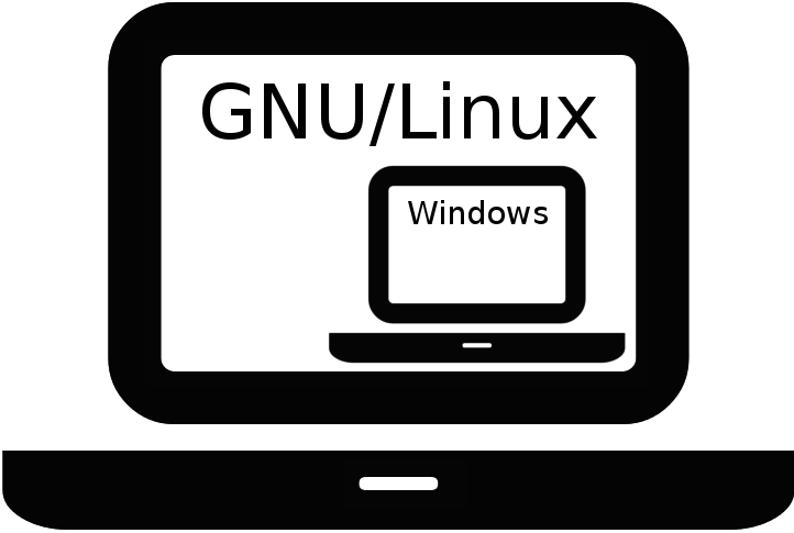 A GNU/Linux operating system running a Microsoft Windows virtual machine