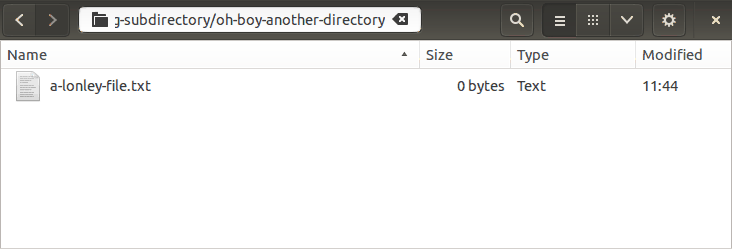 Using a graphical interface to move into the parent directory