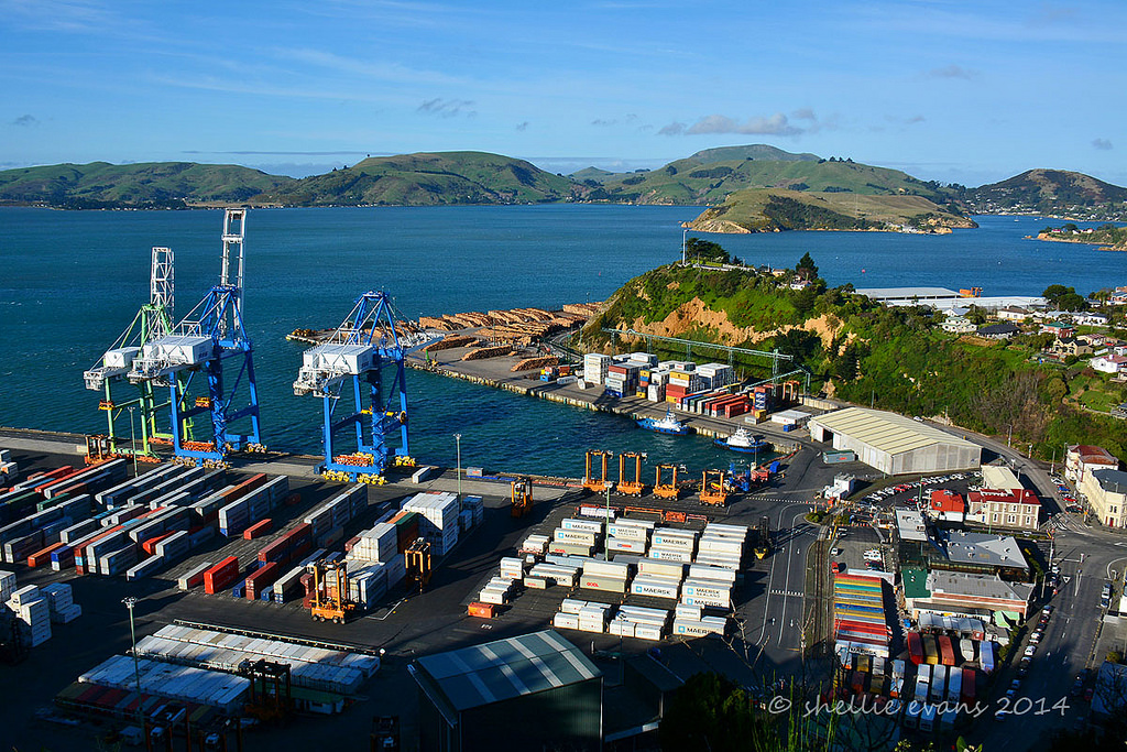 Photograph of a shipping port